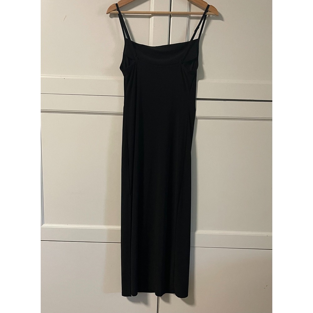 Bebe Black Cowl Neck Midi Dress Womens Small Bodycon Spaghetti Strap Side Slit - Picture 2 of 5